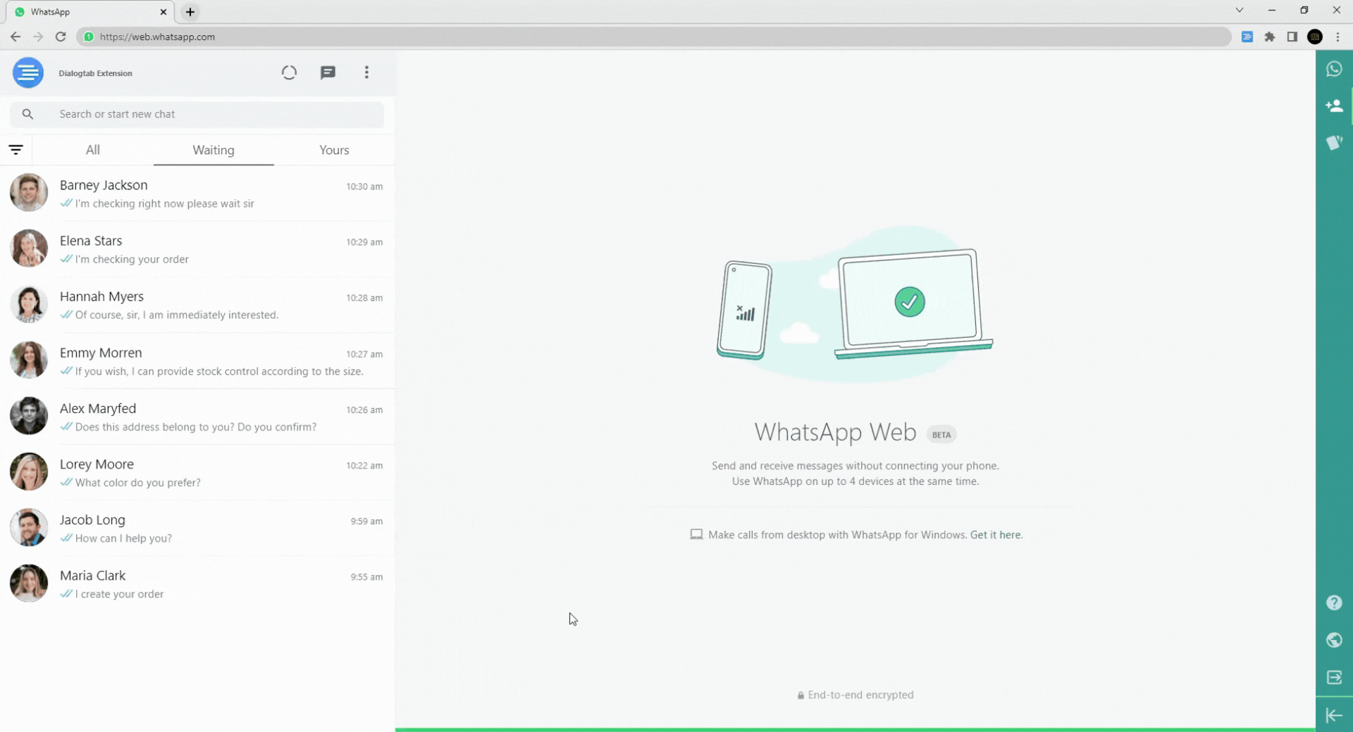 WhatsApp Web'de Sohbet Yönetim Sistemi