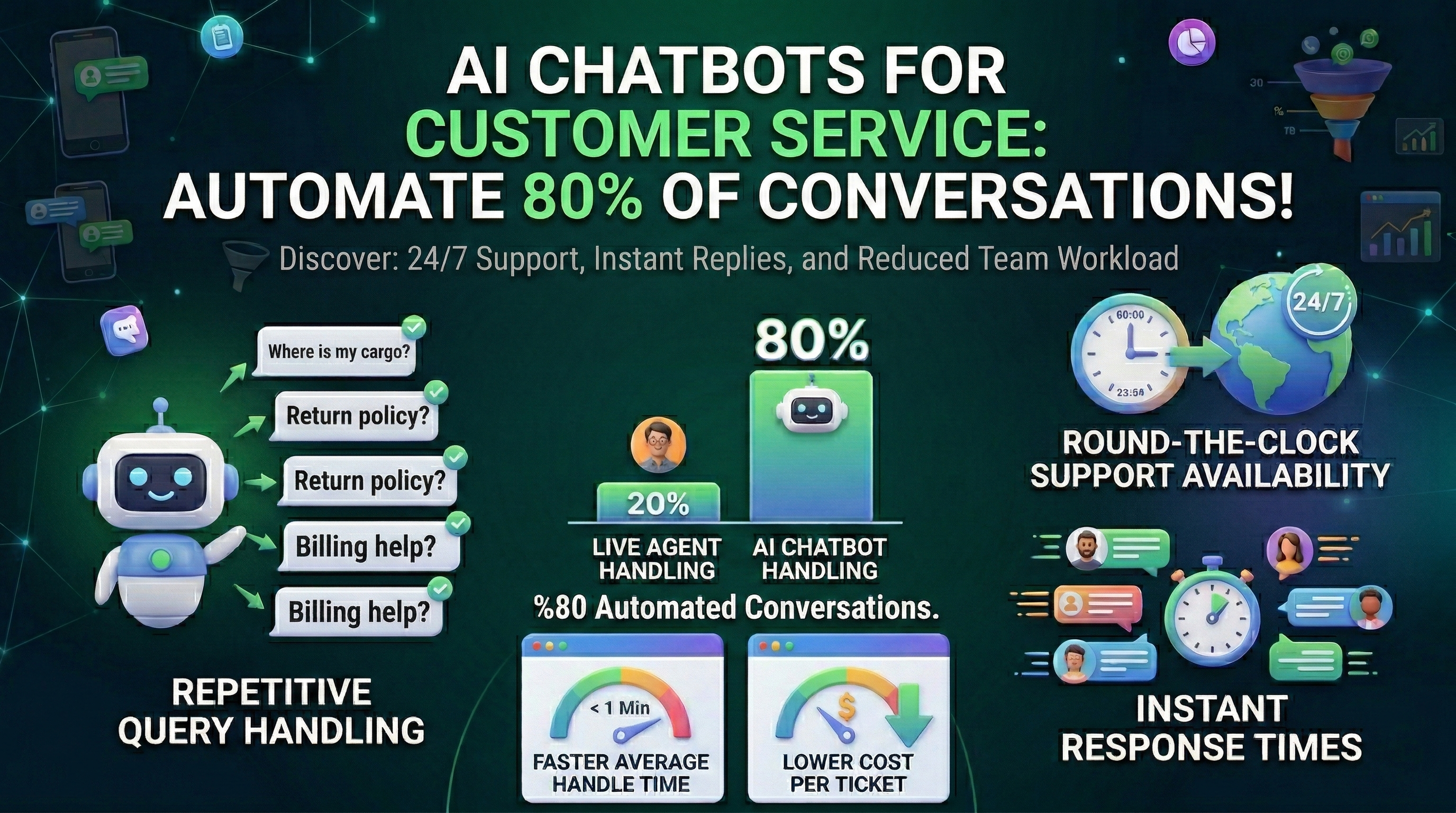 AI Chatbots for Customer Service: How to Automate 80% of Conversations