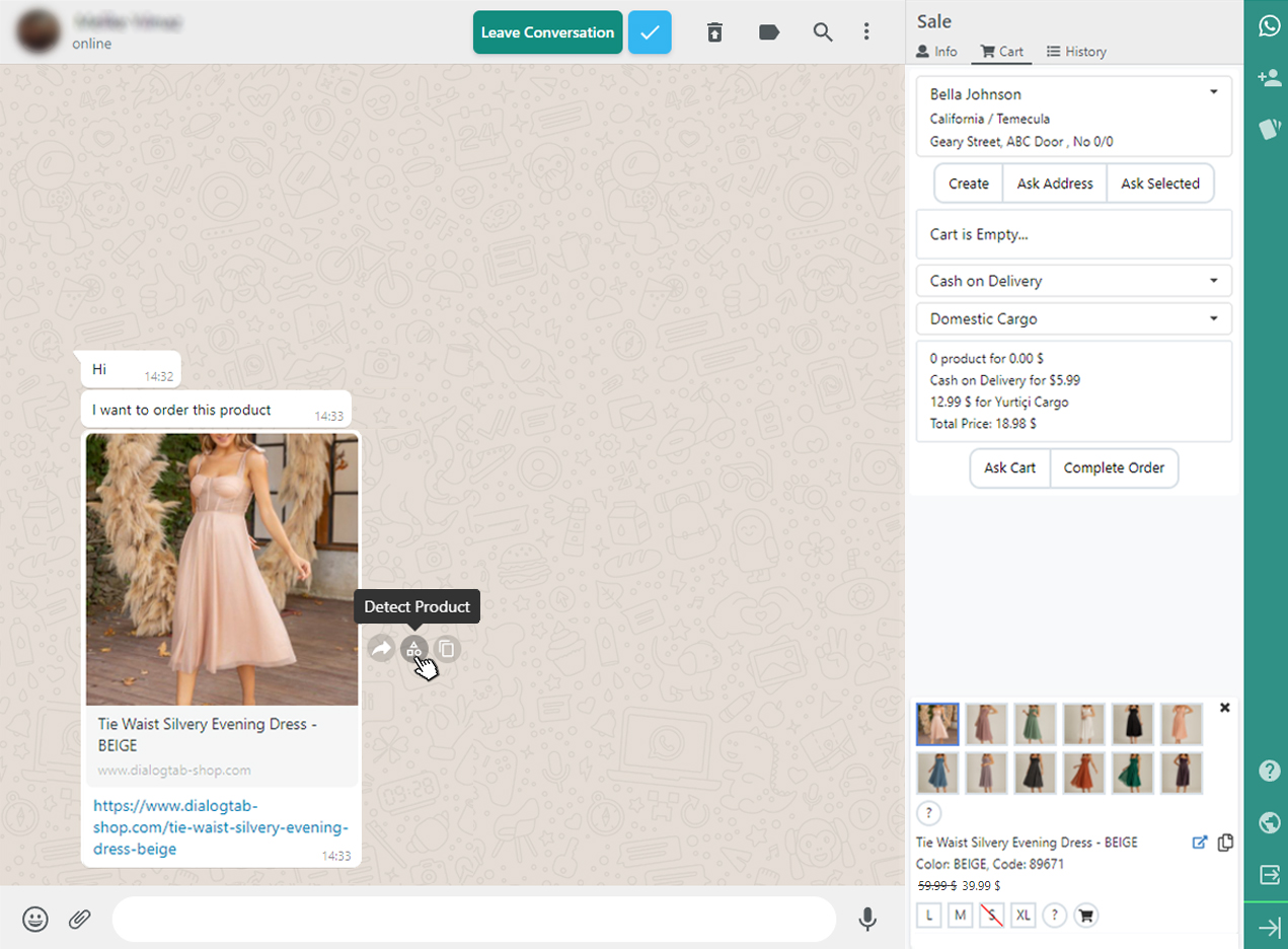 WhatsApp'ta Linkten Ürün Tanımlama